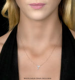 Initial 't' Necklace Diamond Encrusted Pave Set In 9k White Gold