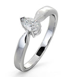 Certified Pear Shaped Platinum Diamond Engagement Ring 0.33ct-h/si