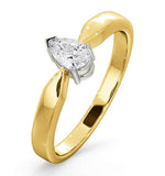 Certified Pear Shaped 18k Gold Diamond Engagement Ring 0.33ct-g/vs