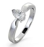 Engagement Ring Certified Pear Shaped 18k White Gold Diamond 0.50ct Vs
