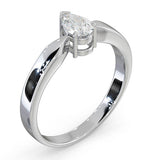 Certified Pear Shaped Platinum Diamond Engagement Ring 0.50ct-h/si