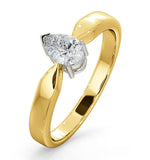 Certified Pear Shaped 18k Gold Diamond Engagement Ring 0.50ct-h/si