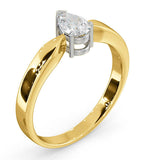 Certified Pear Shaped 18k Gold Diamond Engagement Ring 0.50ct-h/si