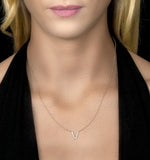 Initial 'v' Necklace Diamond Encrusted Pave Set In 9k Rose Gold