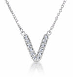 Initial 'v' Necklace Diamond Encrusted Pave Set In 9k White Gold