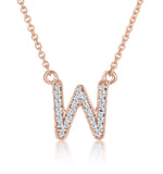 Initial 'w' Necklace Diamond Encrusted Pave Set In 9k Rose Gold