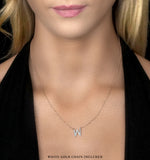 Initial 'w' Necklace Diamond Encrusted Pave Set In 9k White Gold