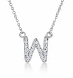 Initial 'w' Necklace Diamond Encrusted Pave Set In 9k White Gold