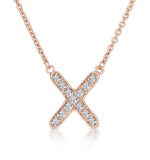 Initial 'x' Necklace Diamond Encrusted Pave Set In 9k Rose Gold