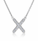 Initial 'x' Necklace Diamond Encrusted Pave Set In 9k White Gold