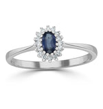 Sapphire 5 X 3mm And Diamond 9k White Gold Ring  A4432
