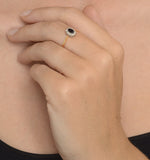 Sapphire 5 X 3mm And Diamond 9k Gold Ring  A3225