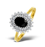 Sapphire 7 X 5mm And Diamond 18k Gold Ring  Fet35-u