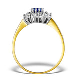 Sapphire 6 X 4mm And Diamond 9k Gold Ring  A3245