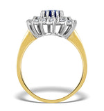 Sapphire 7 X 5mm And Diamond 9k Gold Ring  A3246