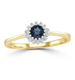 Sapphire 3 X 3mm And Diamond 18k Gold Ring