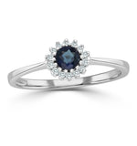 Sapphire 3.5 X 3.5mm And Diamond 9k White Gold Ring