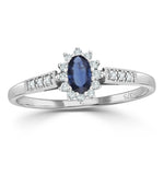 Sapphire 5 X 3mm And Diamond 9k White Gold Ring