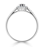 Sapphire 5 X 3mm And Diamond 18k White Gold Ring