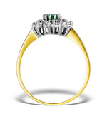 Emerald 6 X 4mm And Diamond 9k Gold Ring  A3216