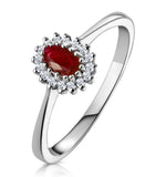 Ruby 5 X 3mm And Diamond 18k White Gold Ring  Fet29-ty