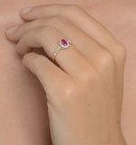 Ruby 5 X 3mm And Diamond 18k Gold Ring