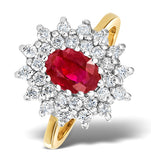 Ruby 7 X 5mm And Diamond 9k Gold Ring  A3373