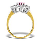 Ruby 7 X 5mm And Diamond 18k Gold Ring  Fet36-t