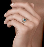 Blue Topaz 5mm And Diamond 9k Gold Claddagh Ring