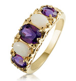 Amethyst 1.30ct And Opal 9k Gold Ring