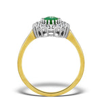 Emerald 7 X 5mm And Diamond 9k Gold Ring
