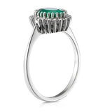 Emerald 8 X 6mm And Diamond 9k White Gold Ring