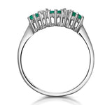 Emerald 0.45ct And Diamond 9k White Gold Ring