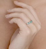 Emerald 0.60ct And Diamond 9k White Gold Ring