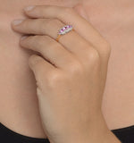 Pink Sapphire And 0.12ct Diamond Ring 9k Yellow Gold