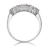 Pink Sapphire And 0.09ct Diamond Ring 9k White Gold