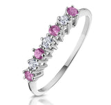 Pink Sapphire And 0.09ct Diamond Ring 9k White Gold