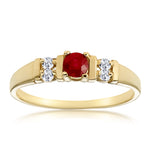 Ruby 3.75mm And Diamond 9k Gold Ring