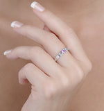 Pink Sapphire And 0.10ct Diamond Ring 9k White Gold