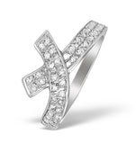 9k White Gold Diamond Pave Cross Design Ring - A4255