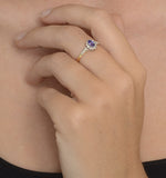 Tanzanite 5 X 3mm And Diamond 18k Gold Ring