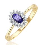 Tanzanite 5 X 3mm And Diamond 18k Gold Ring  Fet29-v