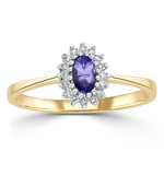 Tanzanite 5 X 3mm And Diamond 9k Gold Ring  A4323