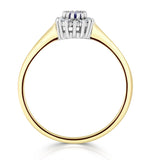 Tanzanite 5 X 3mm And Diamond 9k Gold Ring  A4323