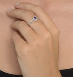 Tanzanite 5 X 3mm And Diamond 9k White Gold Ring