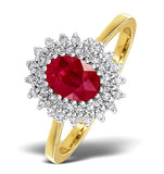 Ruby 7 X 5mm And Diamond 18k Gold Ring  Fet35-t