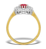 Ruby 7 X 5mm And Diamond 18k Gold Ring  Fet35-t