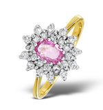 18k Gold Diamond And Pink Sapphire Ring 0.36ct