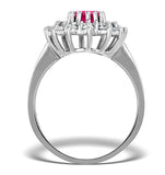 Ruby 7 X 5mm And Diamond 18k White Gold Ring  Fet36-ty