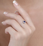 Sapphire 6 X 4mm And Diamond 9k White Gold Ring  A4433